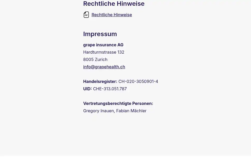 Screenshot of grapehealth.ch