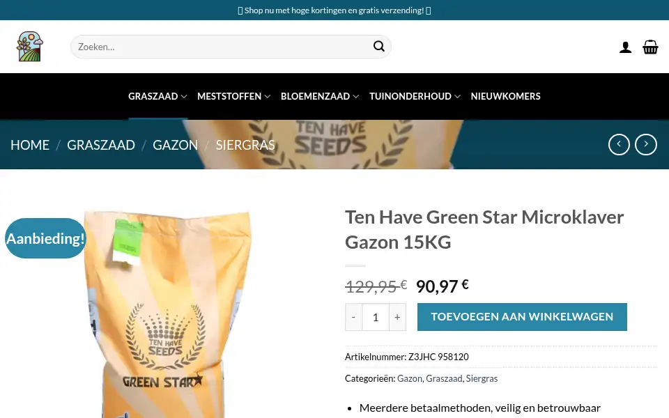Screenshot of graszaadvoordelig.com