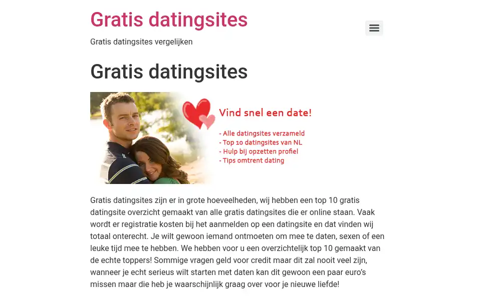 Screenshot of gratisdatingsites24.nl