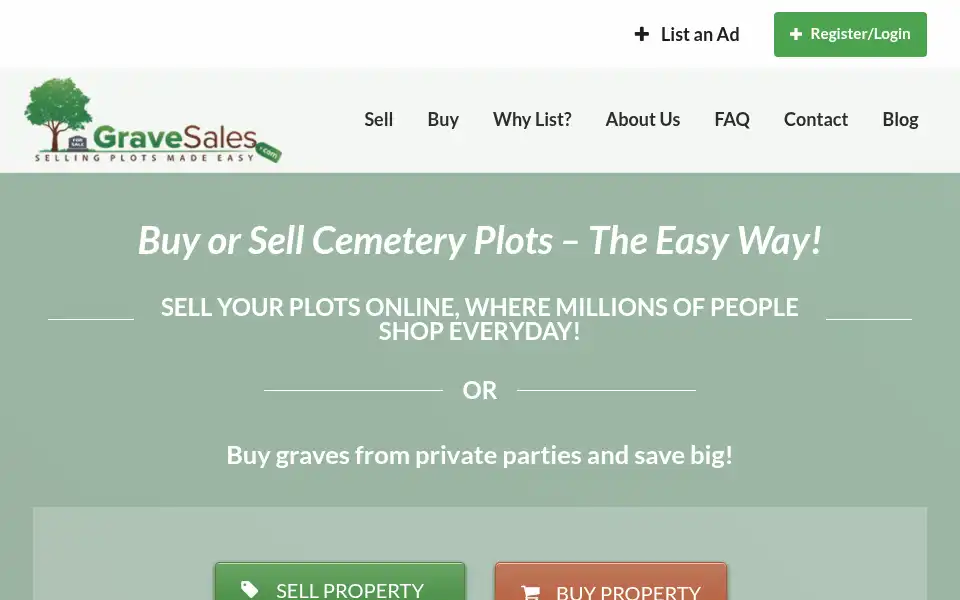 Screenshot of gravesales.com