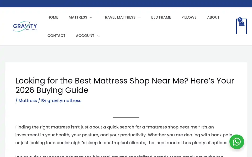 Screenshot of gravitymattress.com