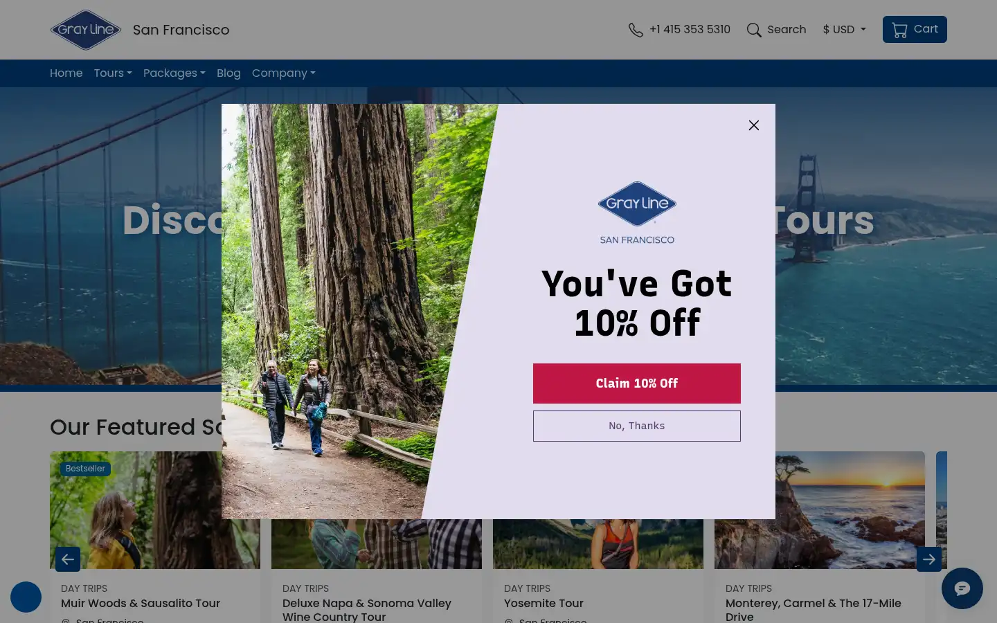 Screenshot of graylineofsanfrancisco.com
