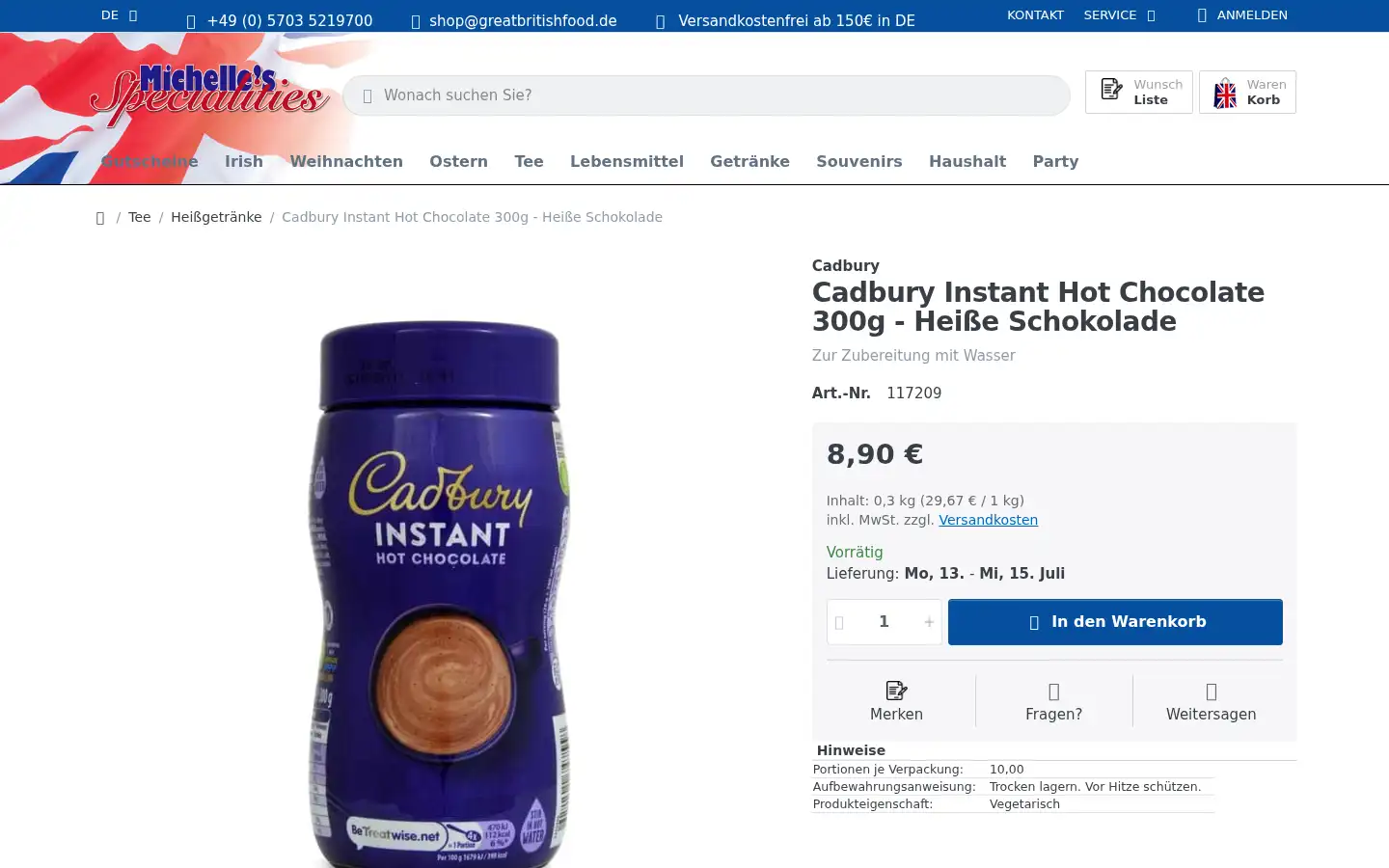 Screenshot of greatbritishfood.de