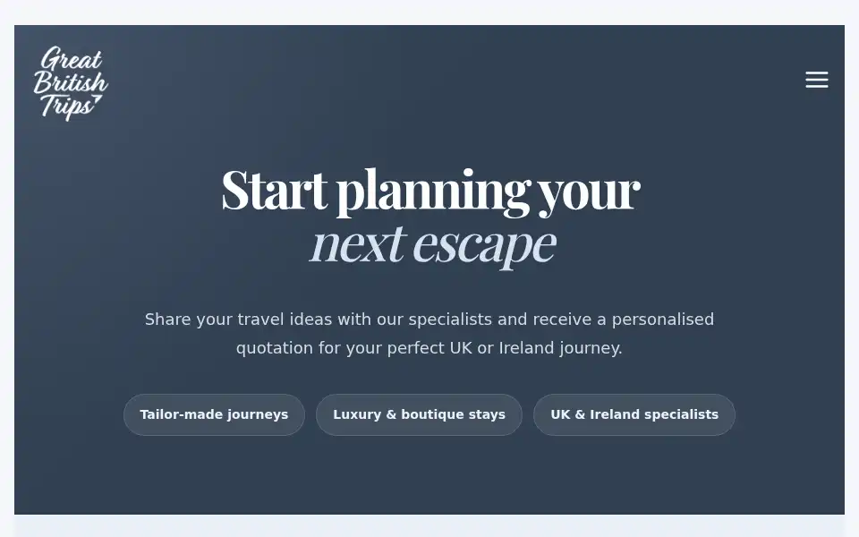Screenshot of greatbritishtrips.com
