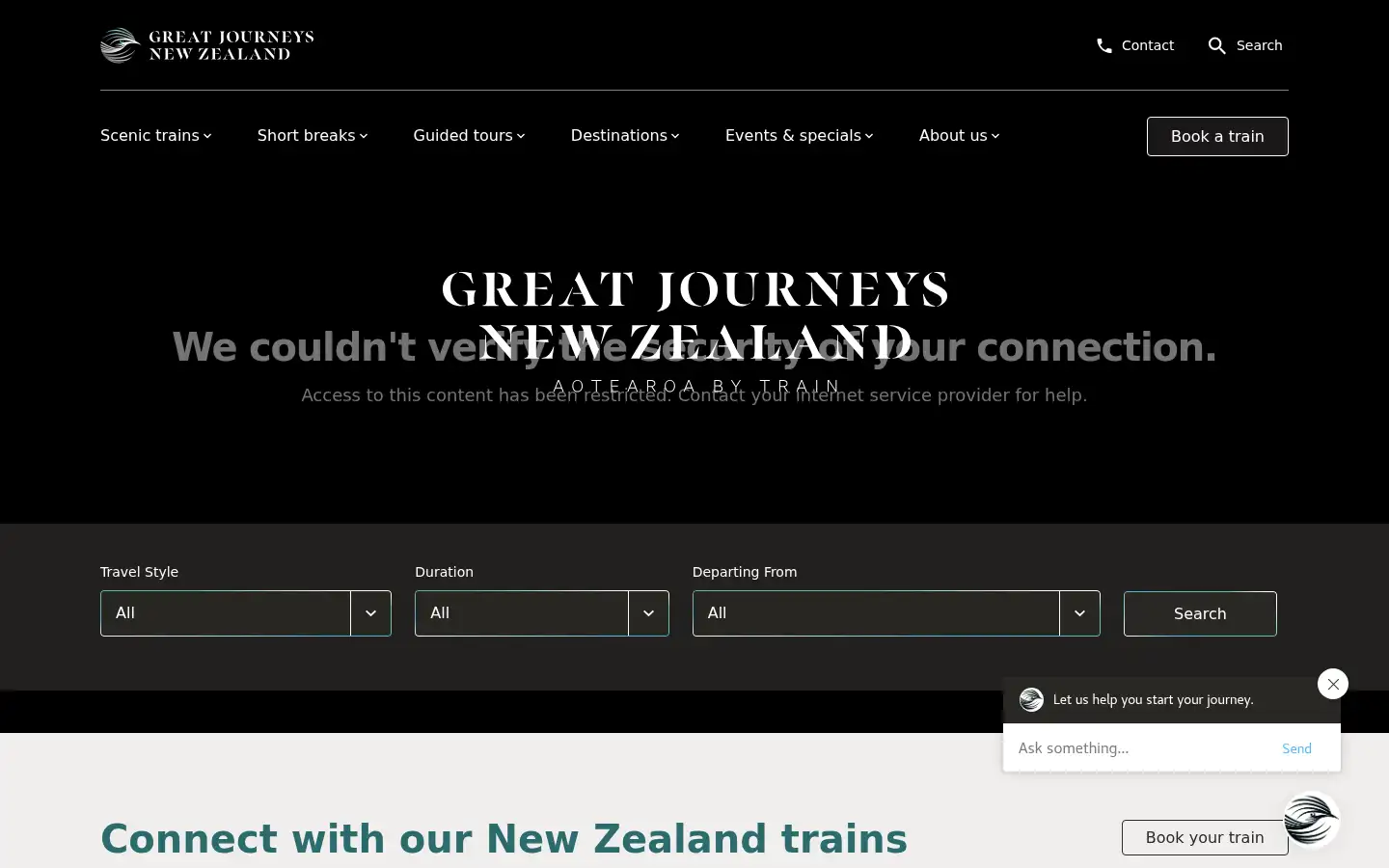 Screenshot of greatjourneysnz.com