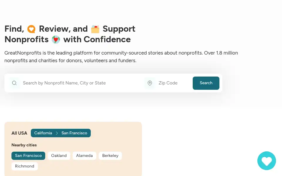 Screenshot of greatnonprofits.org