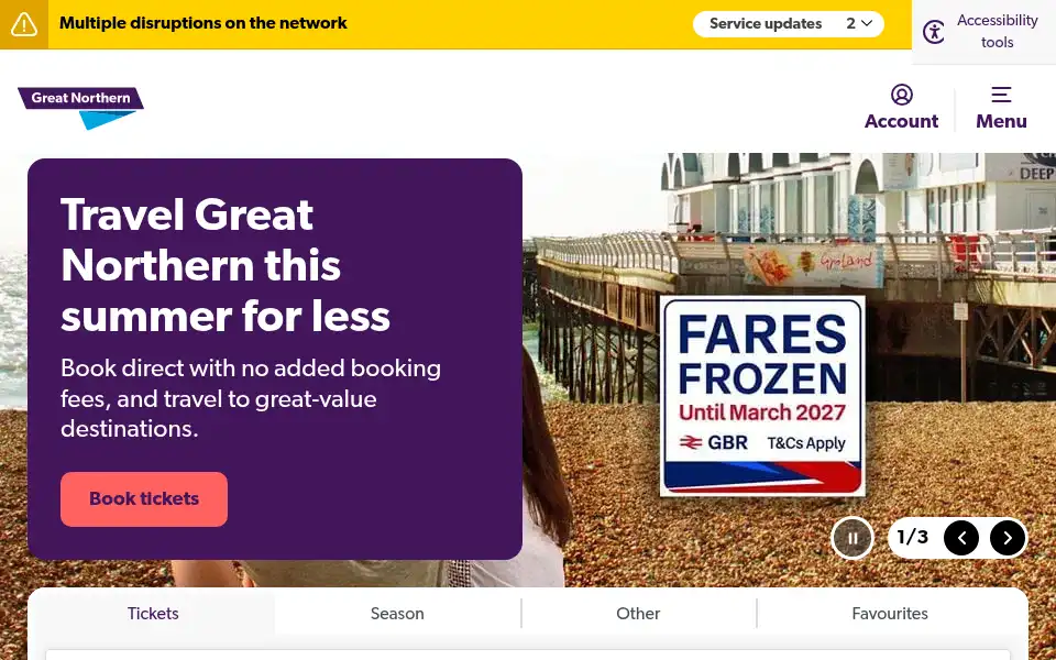 Screenshot of greatnorthernrail.com