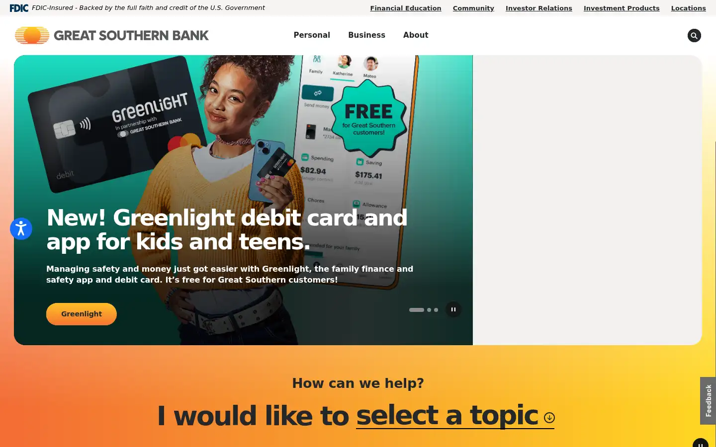 Screenshot of greatsouthernbank.com