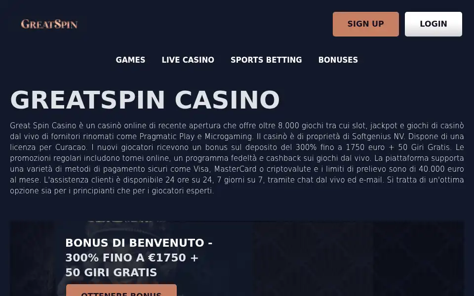 Screenshot of greatspin.it