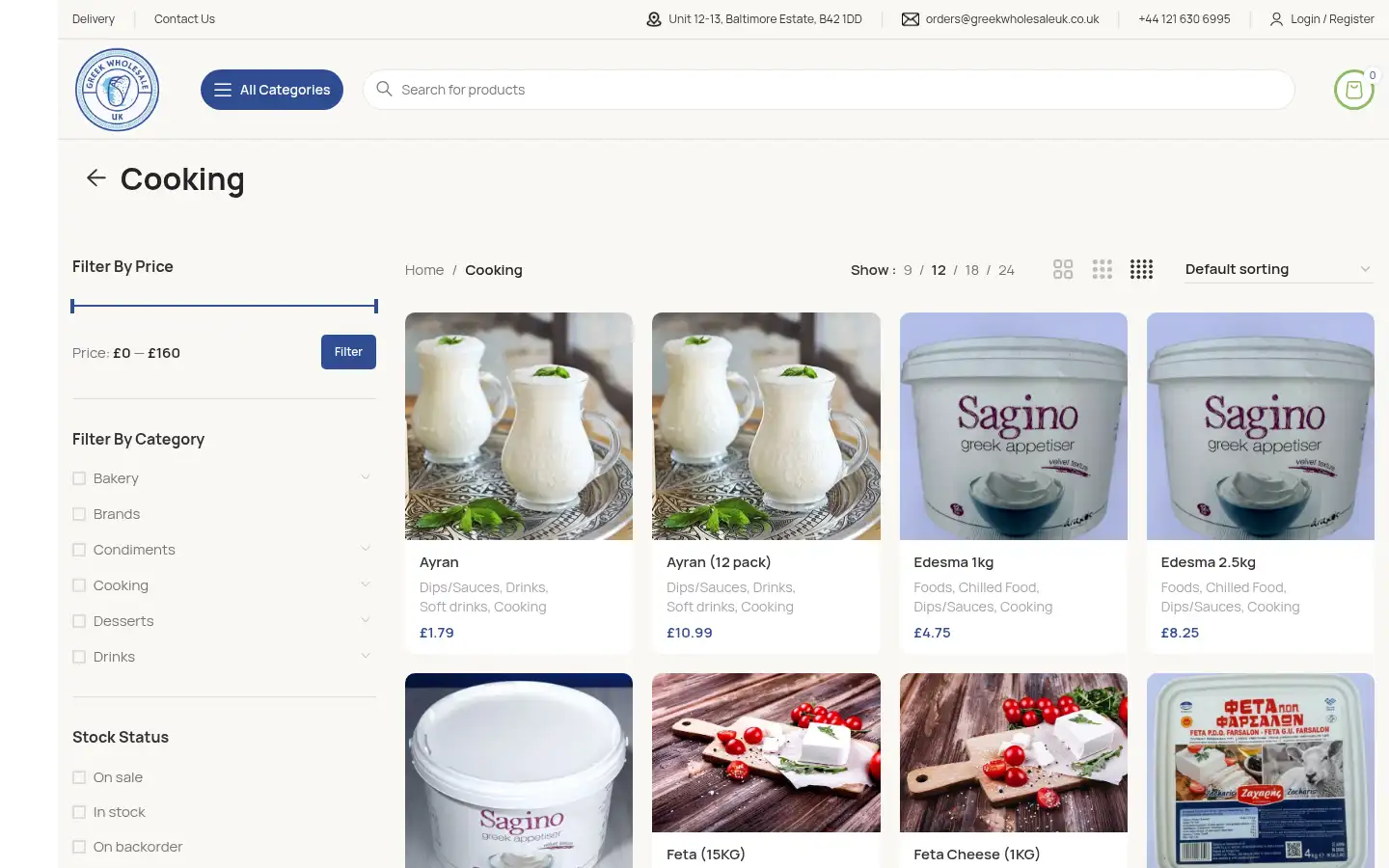 Screenshot of greekwholesaleuk.co.uk