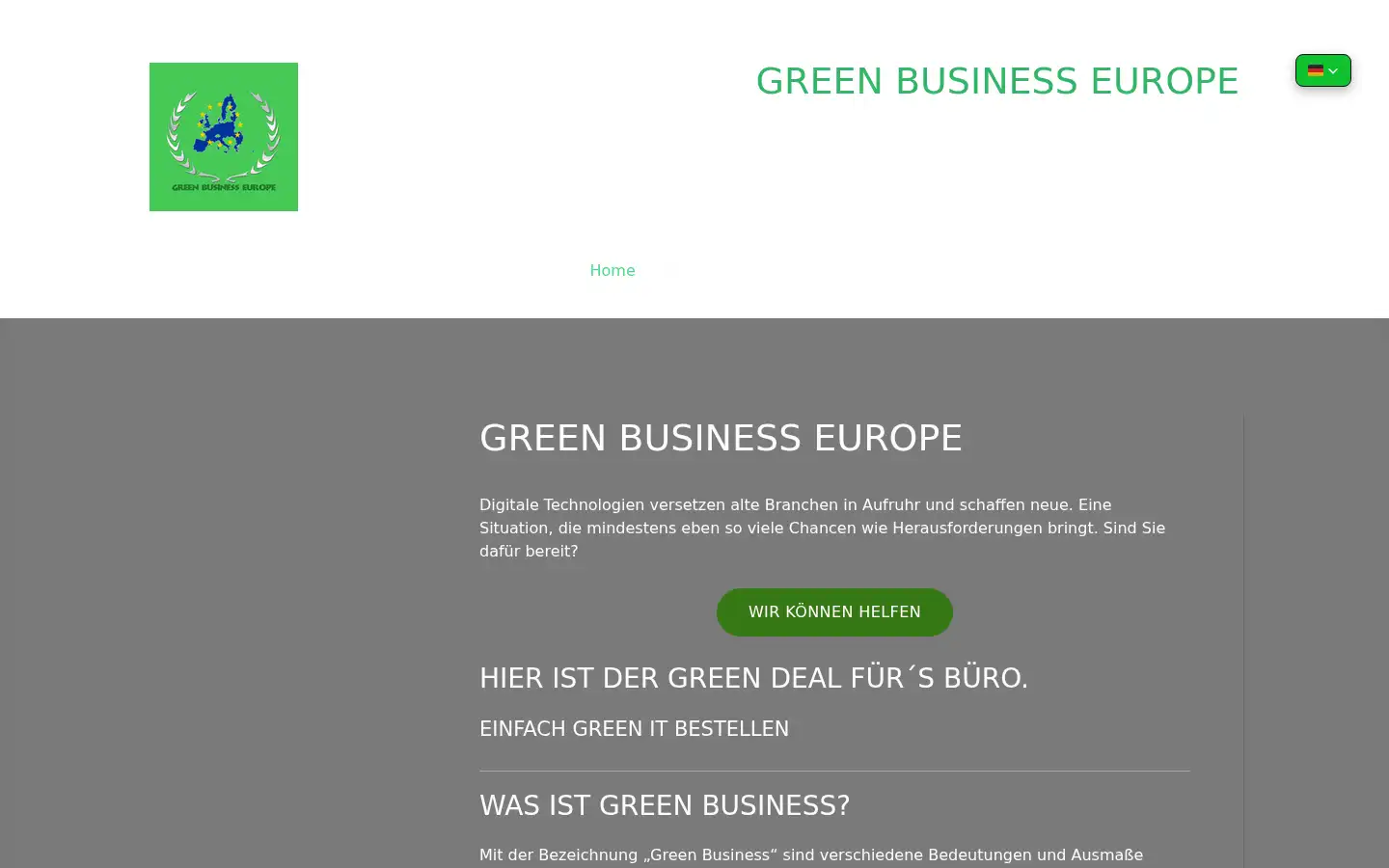 Screenshot of green-business-europe.jimdofree.com