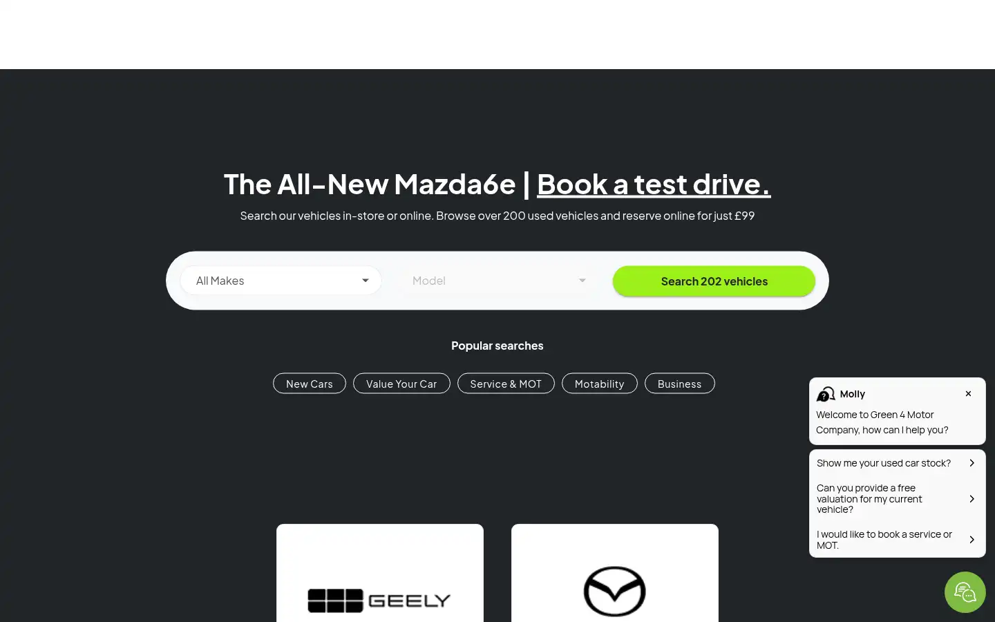 Screenshot of green4motorcompany.co.uk