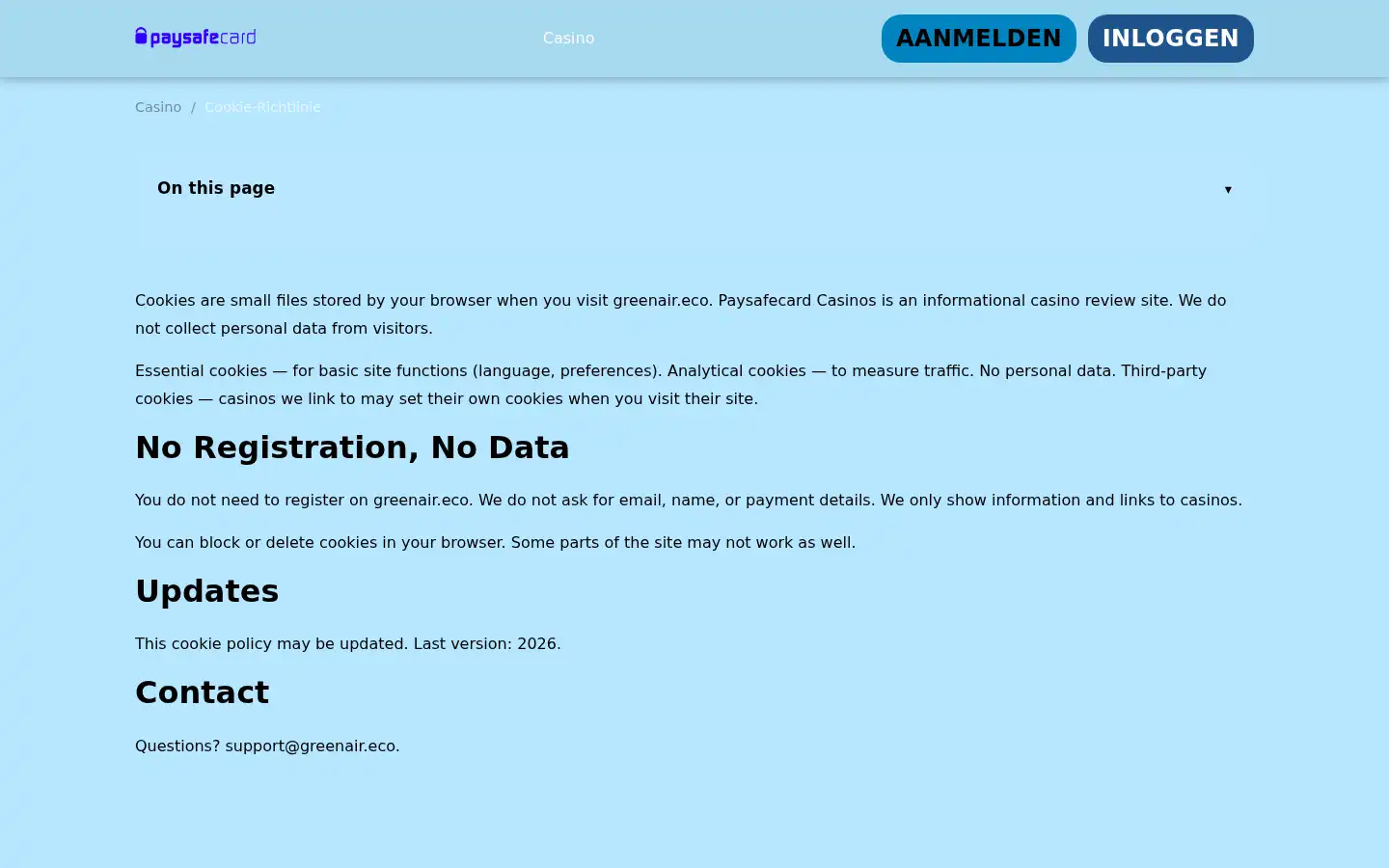 Screenshot of greenair.eco