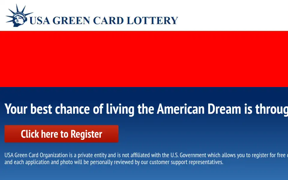 Screenshot of greencardlottery.org