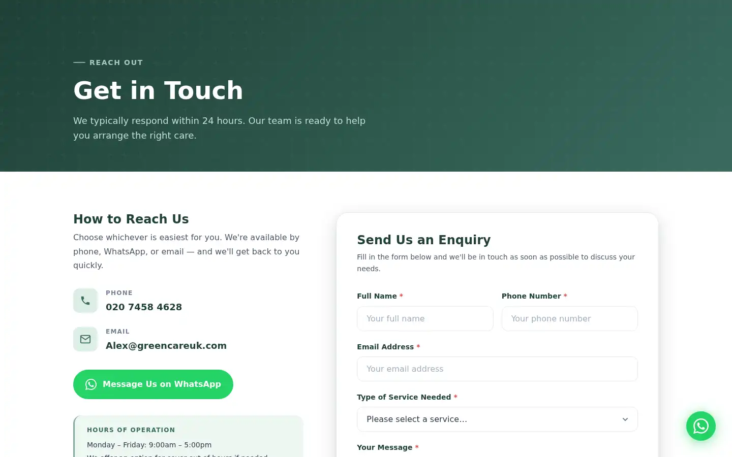 Screenshot of greencareuk.com