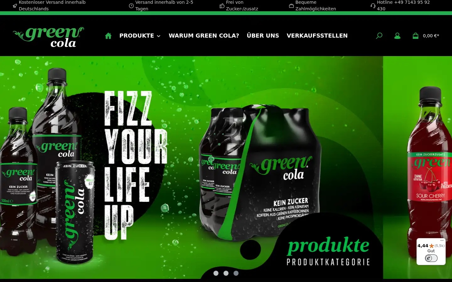 Screenshot of greencolagermany.de
