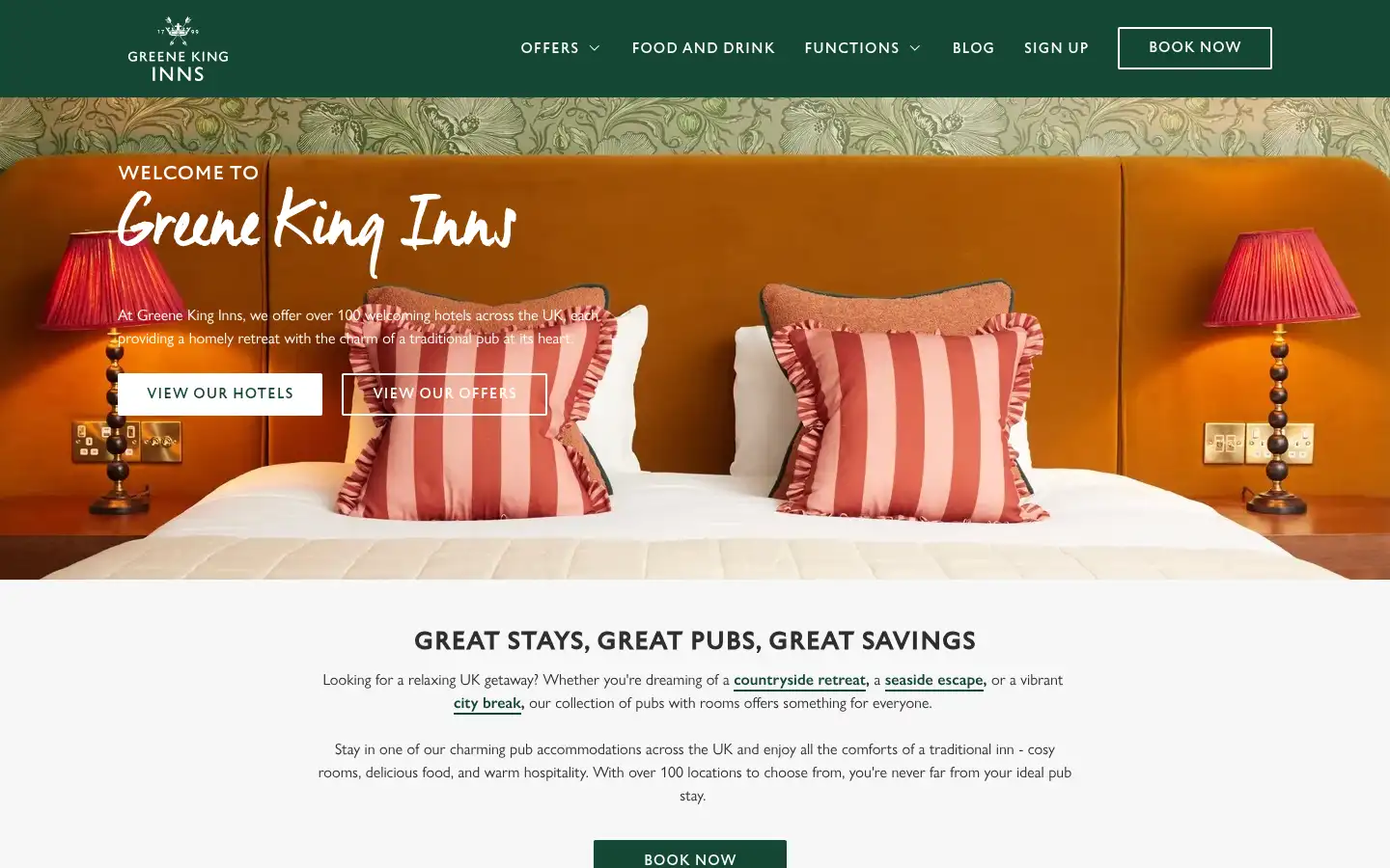 Screenshot of greenekinginns.co.uk