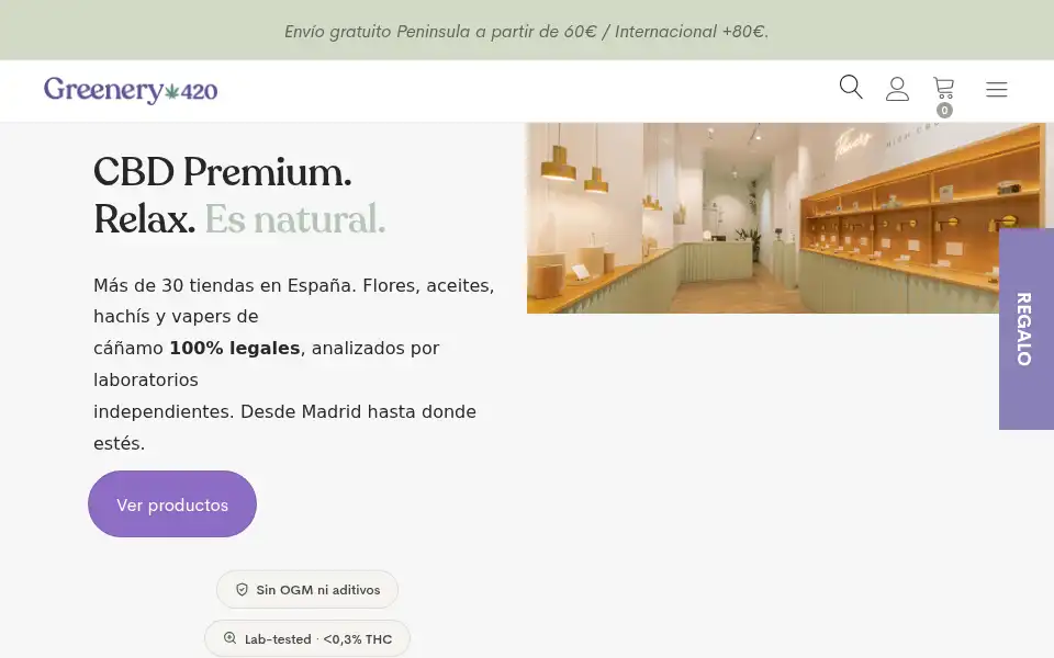 Screenshot of greenery420cbd.com