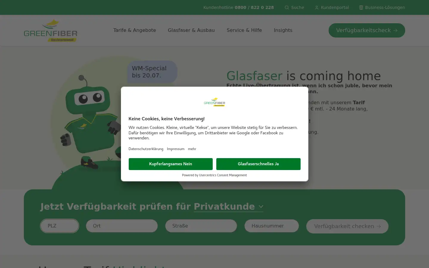 Screenshot of greenfiber.de