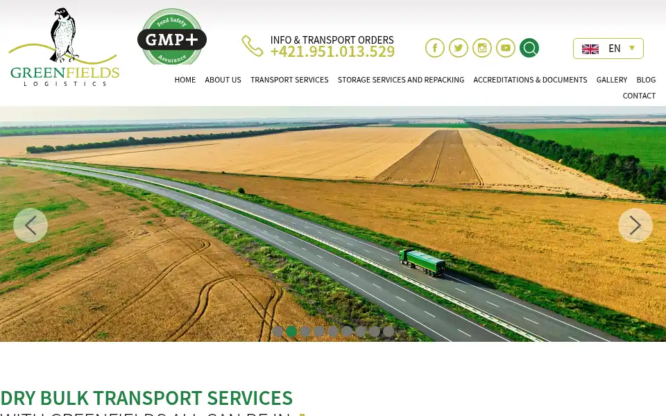 Screenshot of greenfields-logistics.com