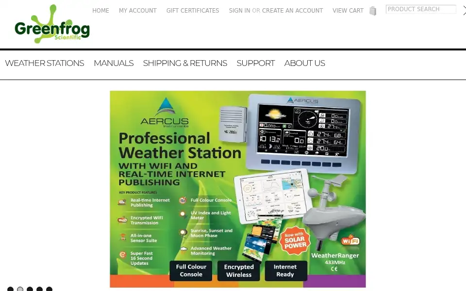 Screenshot of greenfrogscientific.co.uk