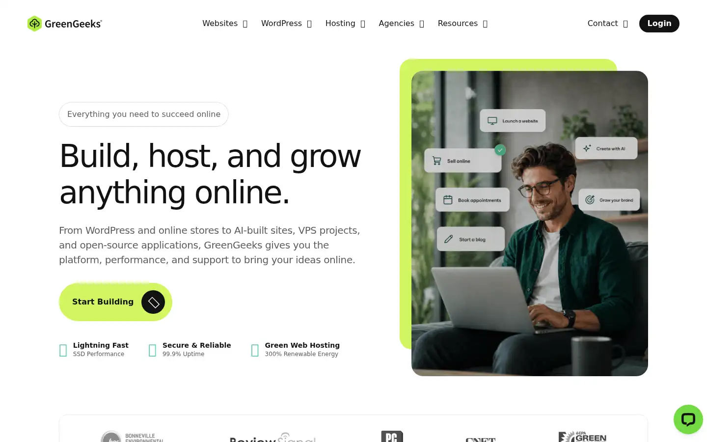 Screenshot of greengeeks.com