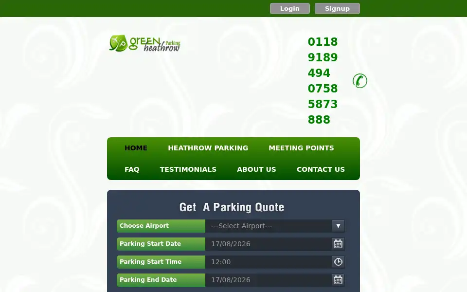 Screenshot of greenheathrowparking.com