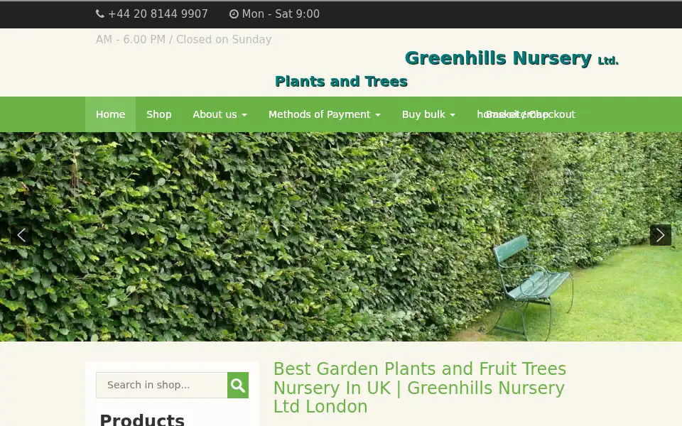 Screenshot of greenhills-nursery.co.uk