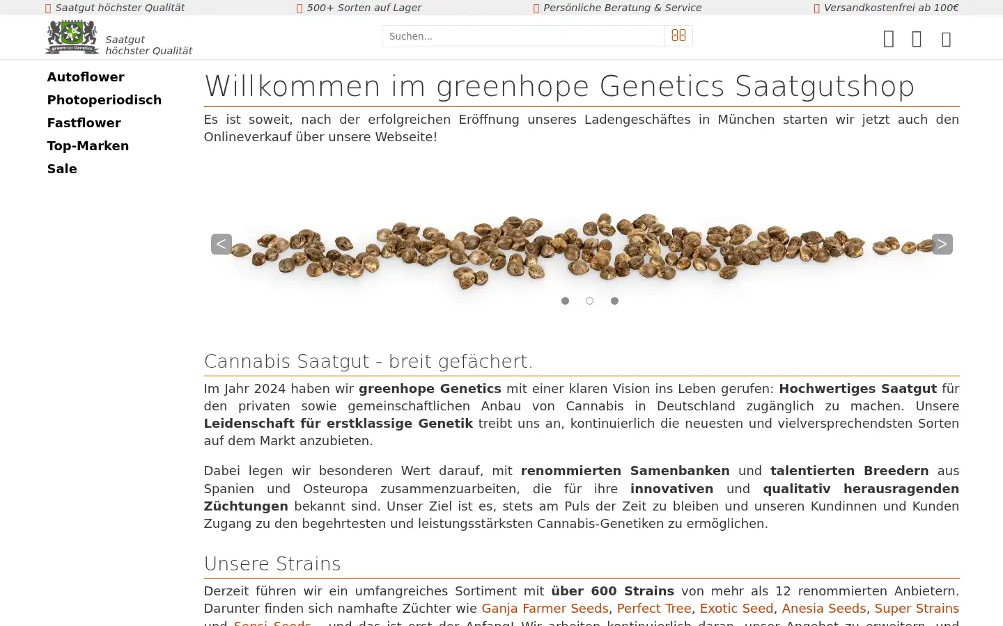 Screenshot of greenhope-genetics.de