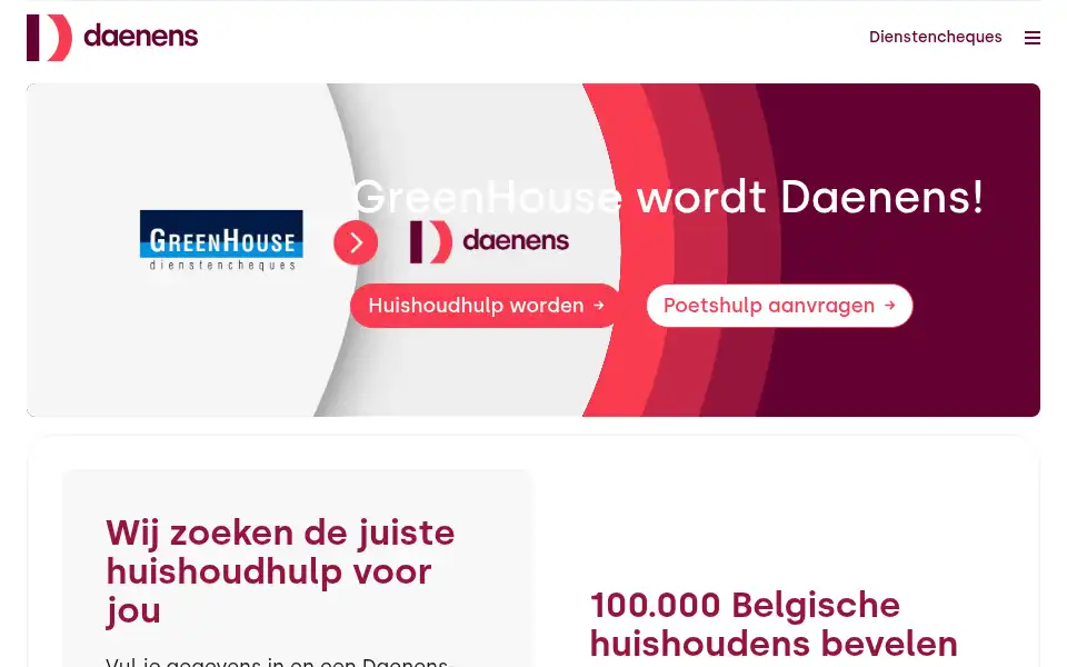 Screenshot of greenhousedienstencheques.be