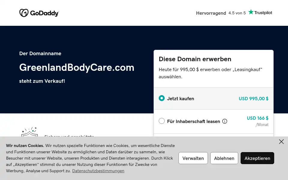 Screenshot of greenlandbodycare.com