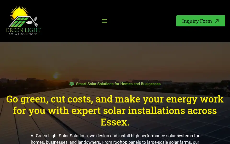 Screenshot of greenlightsolarsolutions.co.uk