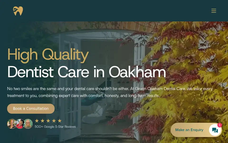 Screenshot of greenoakhamdentalcare.co.uk