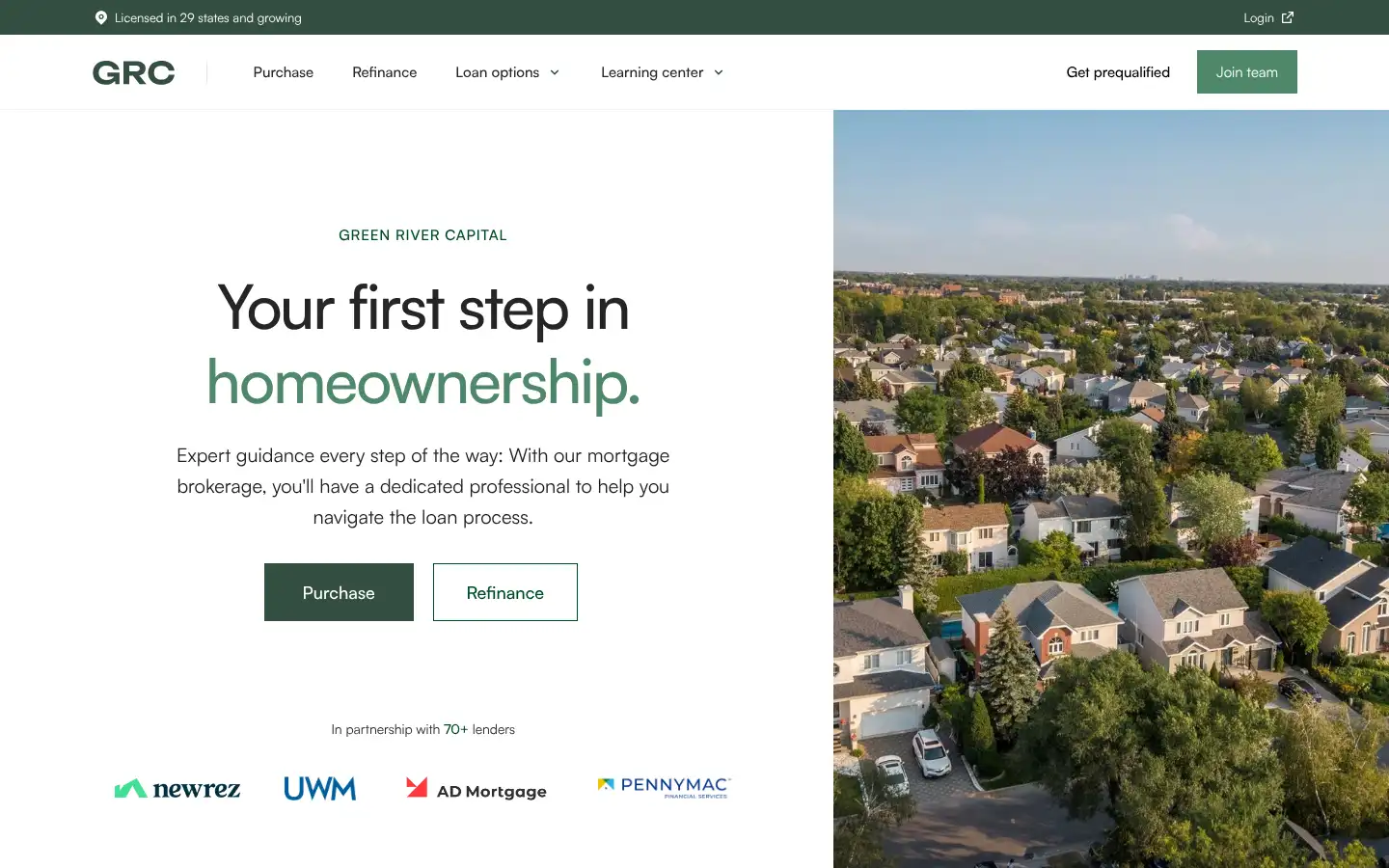 Screenshot of greenrivermortgage.com