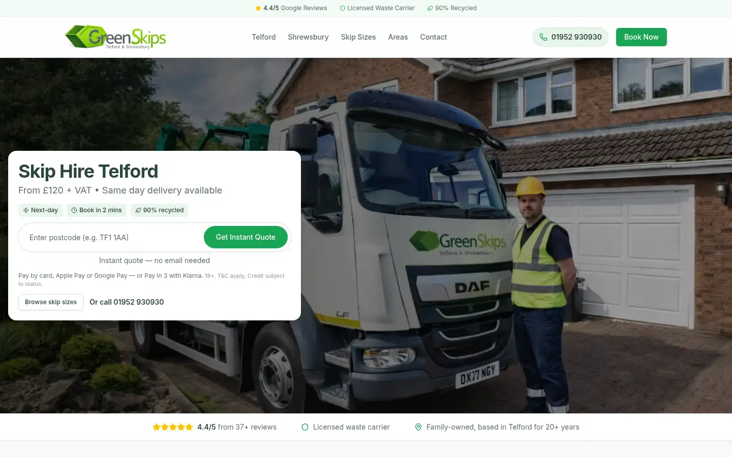 Screenshot of greenskiphire.co.uk