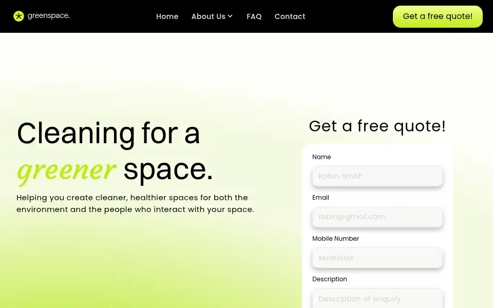 Screenshot of greenspacecleaning.com.au