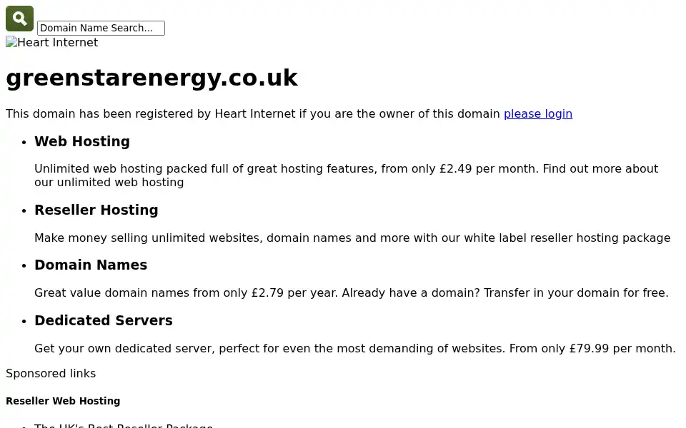 Screenshot of greenstarenergy.co.uk
