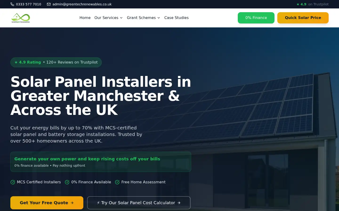 Screenshot of greentechrenewables.co.uk