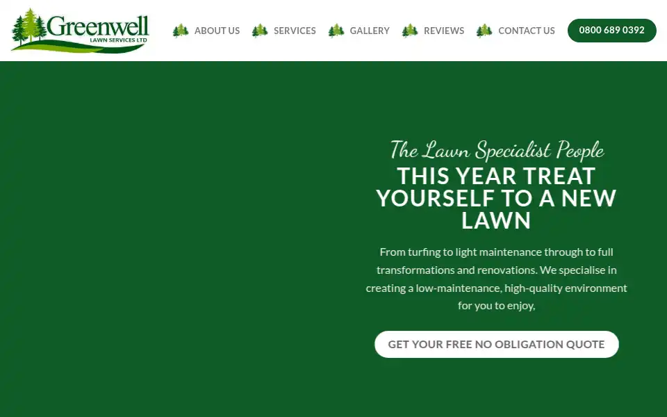 Screenshot of greenwelllawns.co.uk