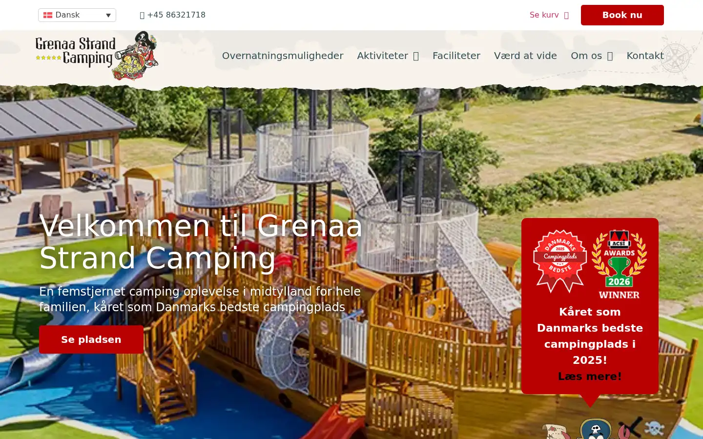 Screenshot of grenaastrandcamping.dk
