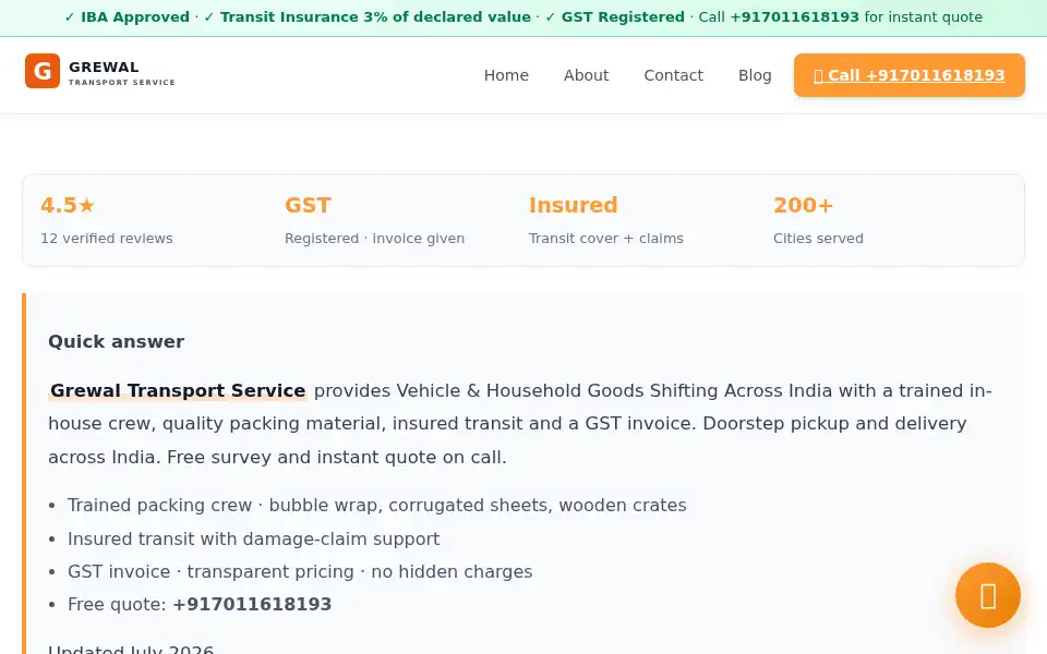 Screenshot of grewaltransportservice.com