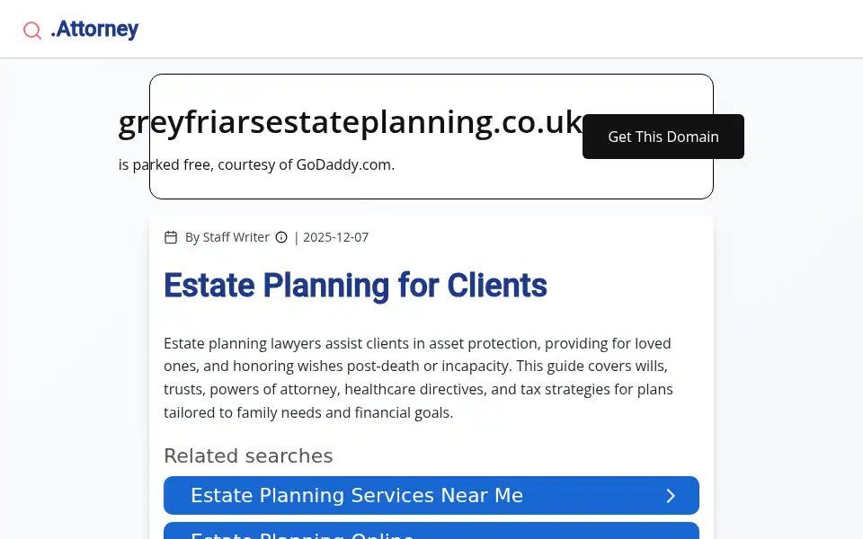 Screenshot of greyfriarsestateplanning.co.uk