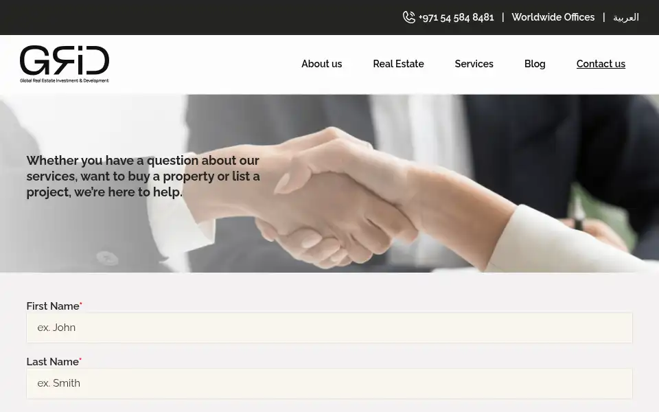 Screenshot of grid-realestate.com