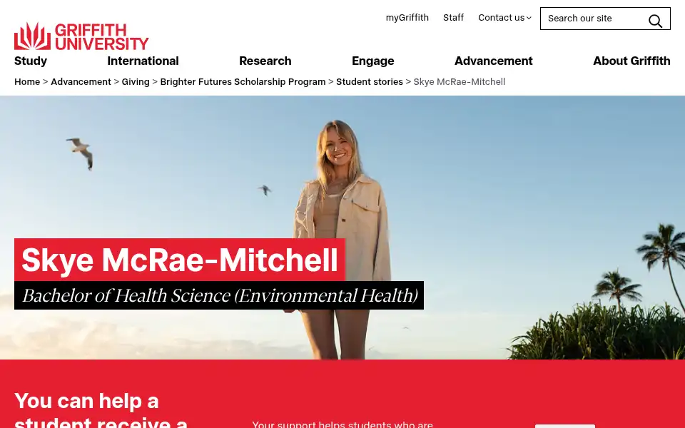 Screenshot of griffith.edu.au