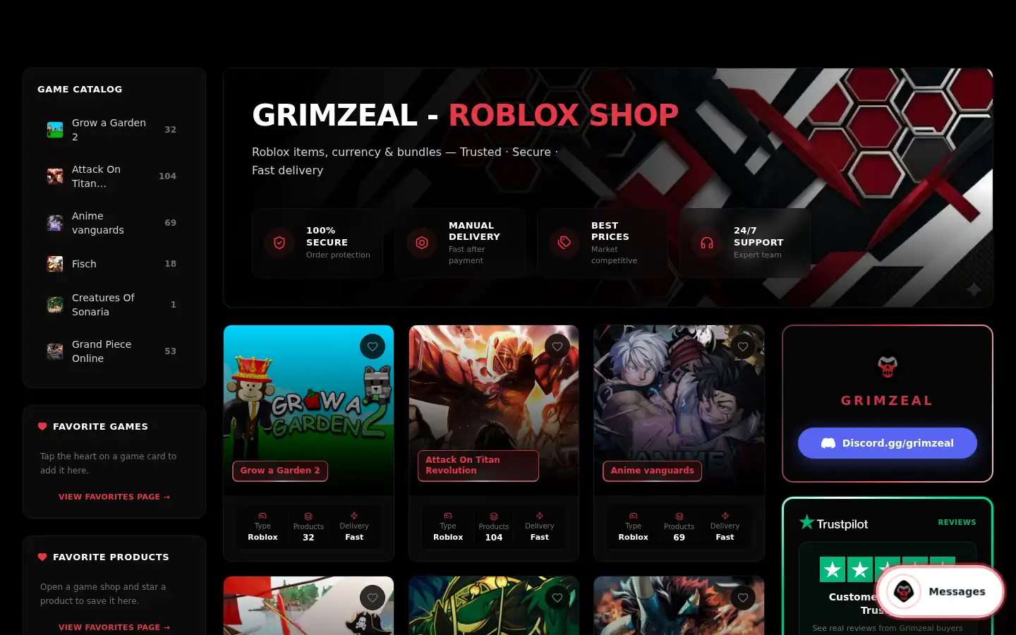 Screenshot of grimzeal.com