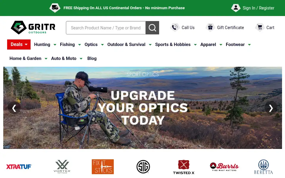 Screenshot of gritroutdoors.com