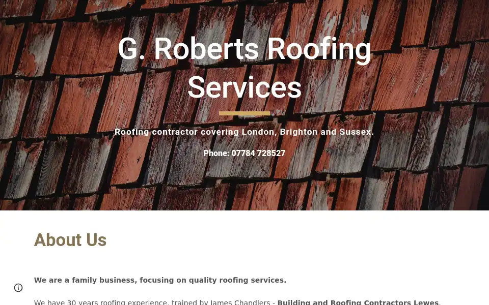 Screenshot of grobertsroofing.co.uk
