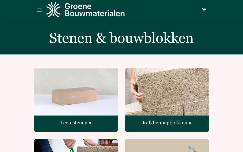 Screenshot of groenebouwmaterialen.nl