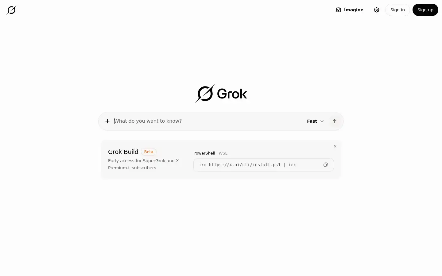 Screenshot of grok.com