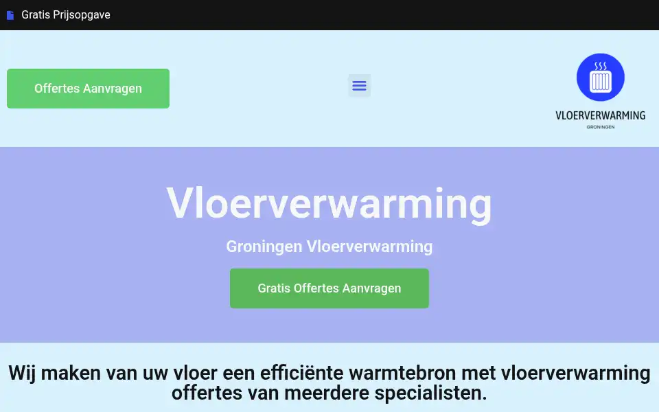 Screenshot of groningenvloerverwarming.com
